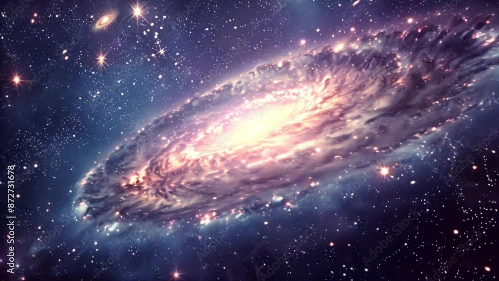 Poster this colorful spiral galaxy with stars and nebulae in deep space.