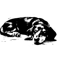 Dachshund  dog in illustration in brush stroke painting