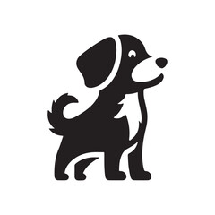 Black dog icon , silhouette, vector art illustrator, clip art