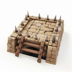 Obraz premium 3D Render of a dungeon trap with spikes, on isolated white background, Generative AI