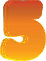 Orange Bold number 5