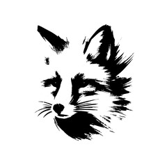 Obraz premium fox dog in illustration in brush stroke painting