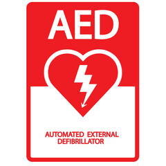 AED,automated external defibrillator aed sign with heart