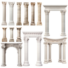 Obraz premium Column architecture png element set, transparent background