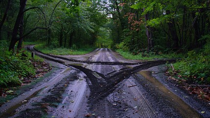 Path splitting into two directions, representing decisions and unity.