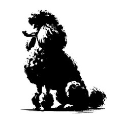Poodle  dog in illustration in brush stroke painting