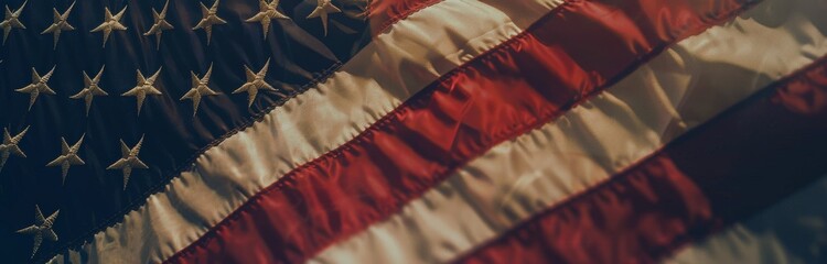 Worn American Flag Displaying Stars and Stripes