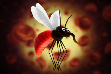 Dengue (break-bone fever) is a viral infection that spreads from mosquitoes to people. 3d illustration