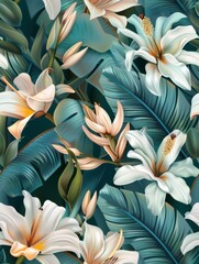 Seamless pattern made up of tropical flowers