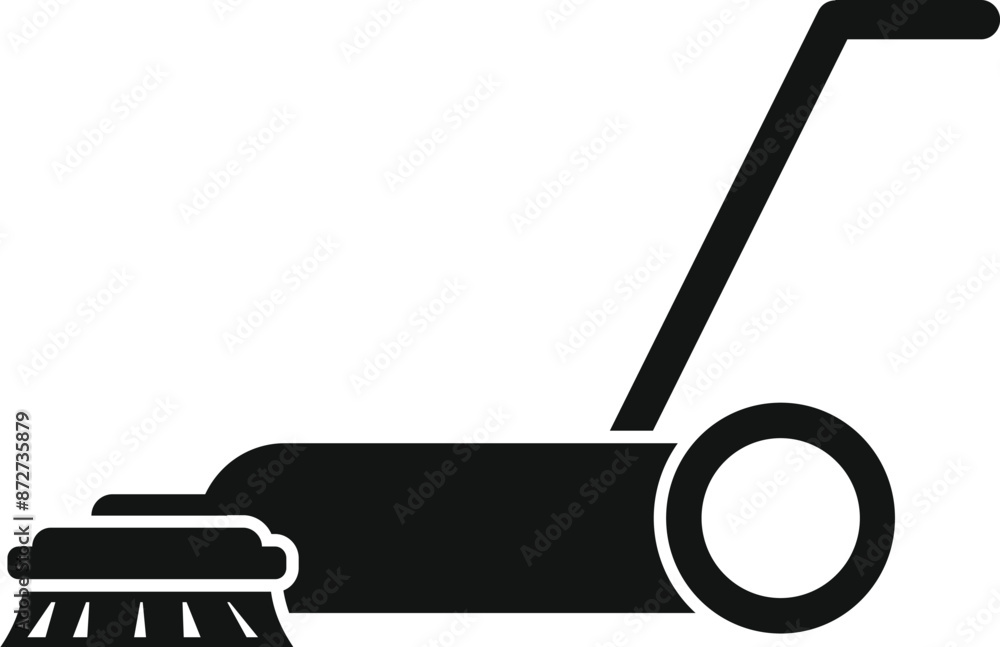 Poster simple icon of a cleaning floor machine using rotating brushes for effective cleaning