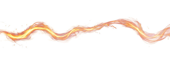 Fototapeta premium Horizontal of Abstract fiery wave, energy, flame, heat, isolate on transparent background, cutout, png