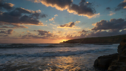 Obraz premium sunset at the beach, ai generated