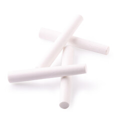 White chalk isolated on a white background.