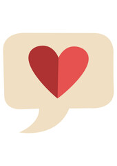 Red heart on speech bubble