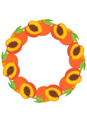 Round frame made of fresh peaches