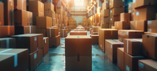 Cardboard boxes in a rural delivery scenario, Cardboard boxes package delivery, concept rural logistics