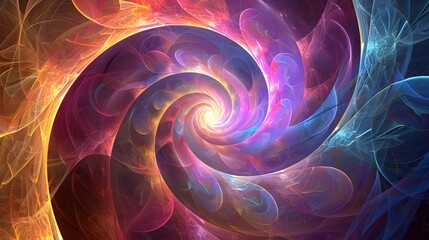 Mesmerizing Neon Swirl - Vibrant Abstract Digital Art with Captivating Luminous Patterns