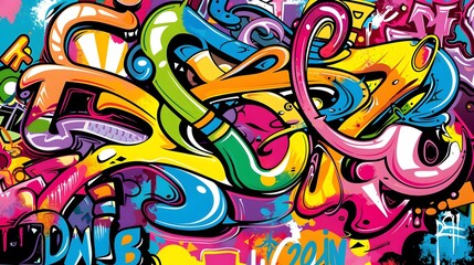 Vibrant Graffiti-Inspired T-Shirt Design with Bold Lettering and Grungy Texture