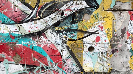 Fototapeta premium Vibrant Graffiti-Inspired T-Shirt Design with Bold Lettering and Grungy Textures