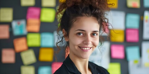 Agile startup uses whiteboard and Postit notes for task tracking. Concept Agile Methodology, Startup Culture, Task Tracking, Whiteboard, Postit Notes