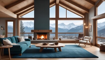 Scandinavian living room interior design zoom background