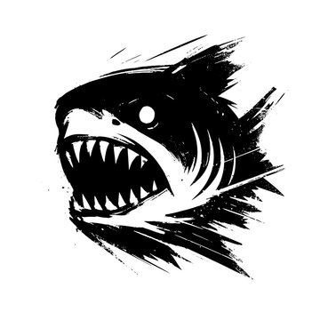 recommend clip art: piranha  in illustration in brush stroke painting