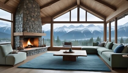 Scandinavian living room interior design zoom background