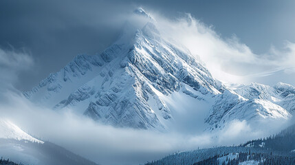Obraz premium Snowy mountain peak in mist