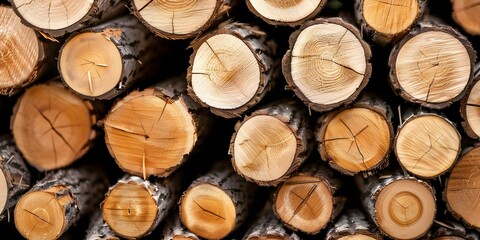 Arrangement of stacked biomass wood pellets in a woodpile. Concept Woodpile, Biomass, Stacked Arrangement, Pellets, Sustainable Energy