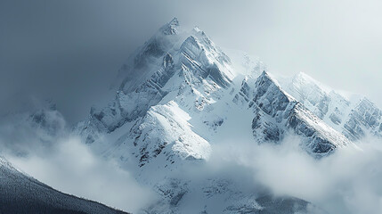 Obraz premium Snowy mountain peak in mist