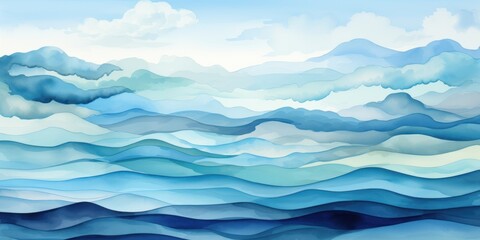 Obraz premium Abstract blue azure turquoise watercolor background