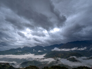 Fog Covered The High Mountain
