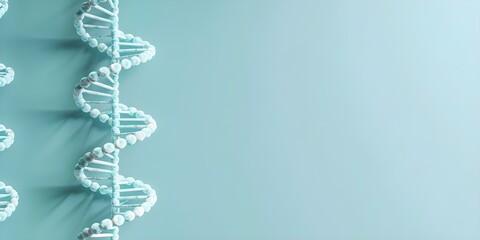 Exploring Genetics and Molecular Biology DNA Strands in Blue Background. Concept Genetics, Molecular Biology, DNA Strands, Blue Background, Scientific Research
