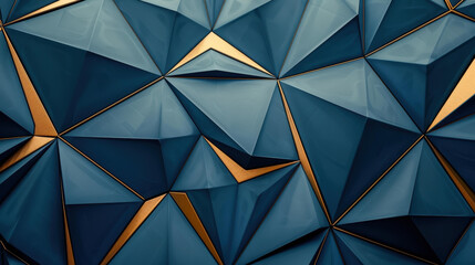 Elegant abstract polygonal pattern luxury dark blue with gold accents.