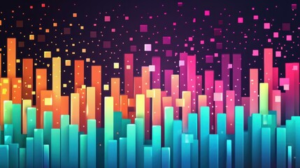 Fototapeta premium Dynamic pixel gradient design with falling pixels and abstract texture.
