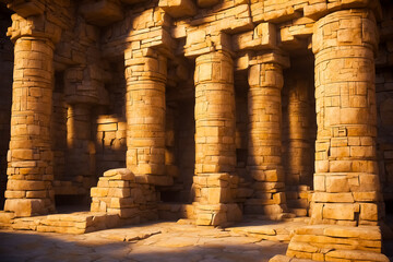 Fototapeta premium Ancient Stone Pillars in a Sunlit Temple