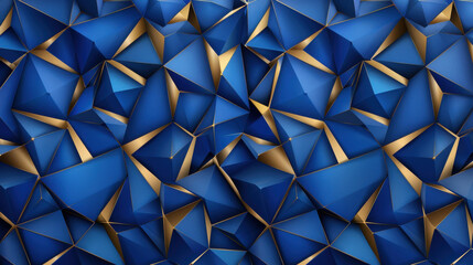 Elegant abstract polygonal pattern luxury dark blue with gold accents.