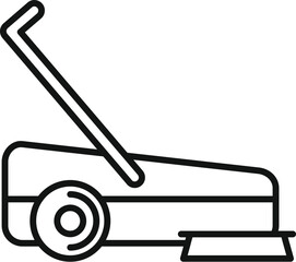 Black outline style icon representing a lawn mower machine for cutting grass