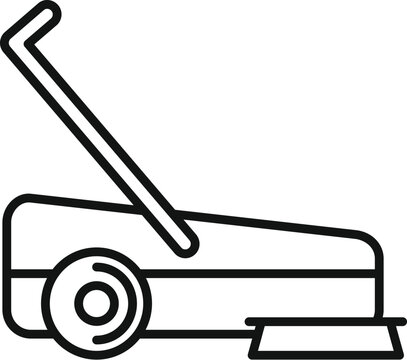 recommend clip art: Black outline style icon representing a lawn mower machine for cutting grass