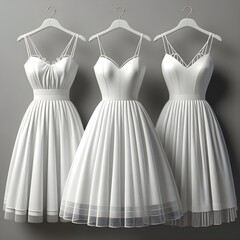 Obraz premium Professional White Women's Party Dresses Mockup Template on Neutral Background