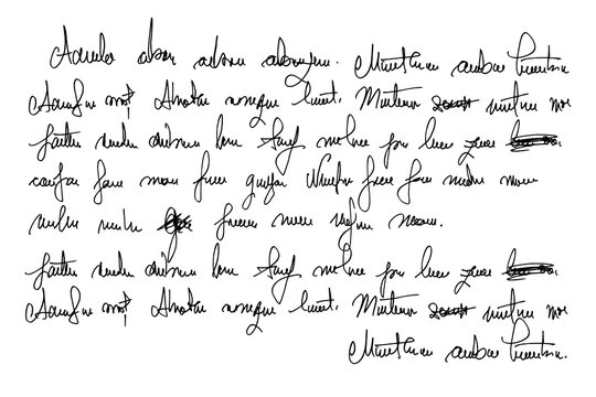 Unreadable hand written text. Illegible antique English cursive fake document. Linear abstract text