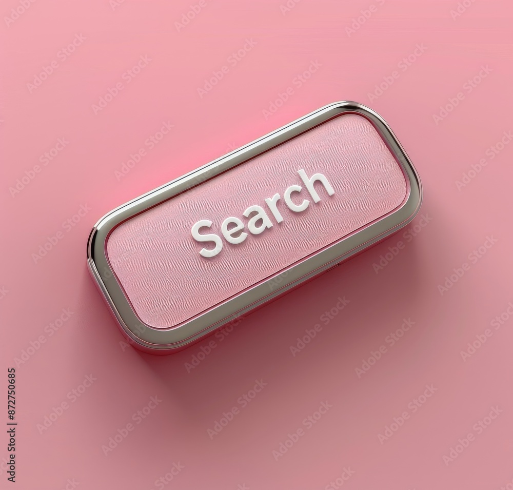 Poster minimalist web search button with pink background for modern ui design