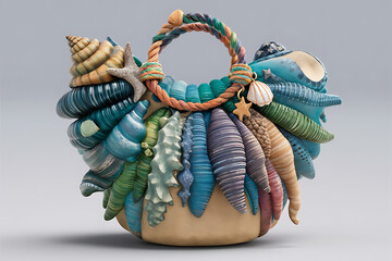 hand bag with colorful shells