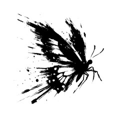 Butterfly, moth, in illustration in brush stroke painting