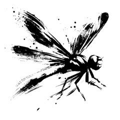 Dragonfly in illustration in brush stroke painting