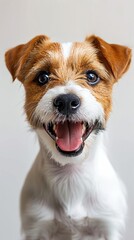 The dog stuck out its tongue towards the camera