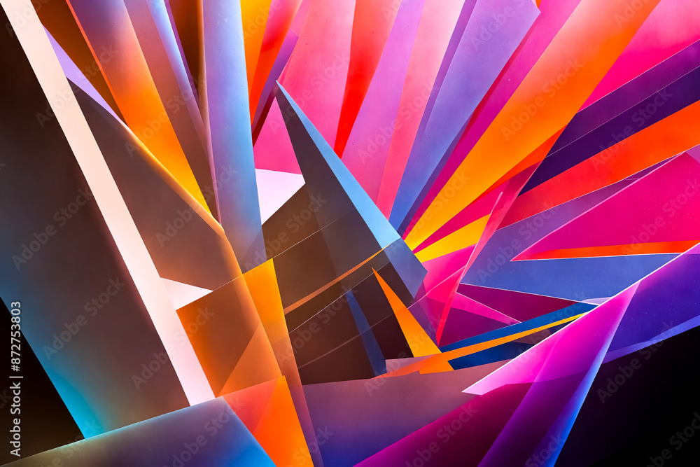 Aufkleber abstract geometric background with vibrant colors and dynamic shapes