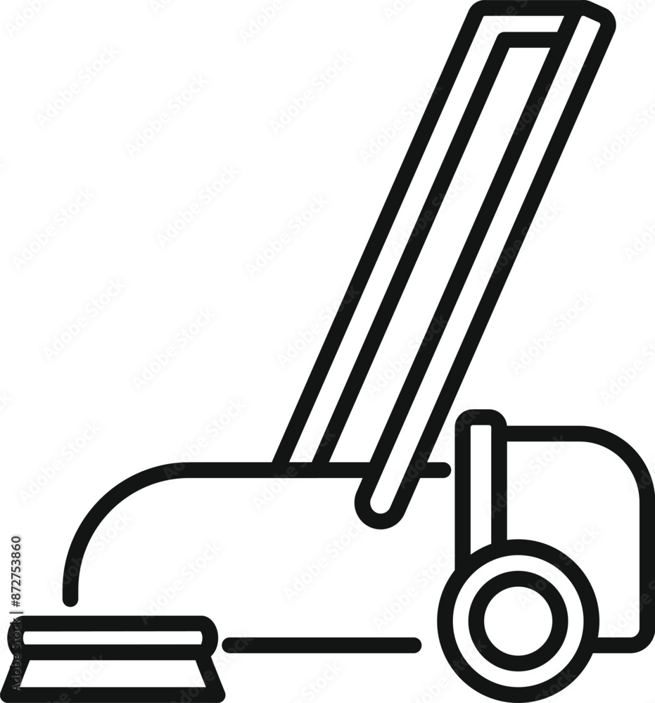 Poster simple icon of a cleaning machine using suction with a long handle for professional use