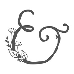 Floral decorative initial alphabet monogram design with flowers, twigs, and leaves in elegant capital word letter symbol sign &