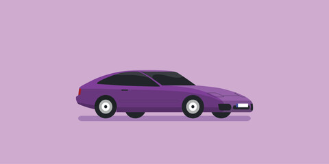 Liftback Sports Car Flat Vector